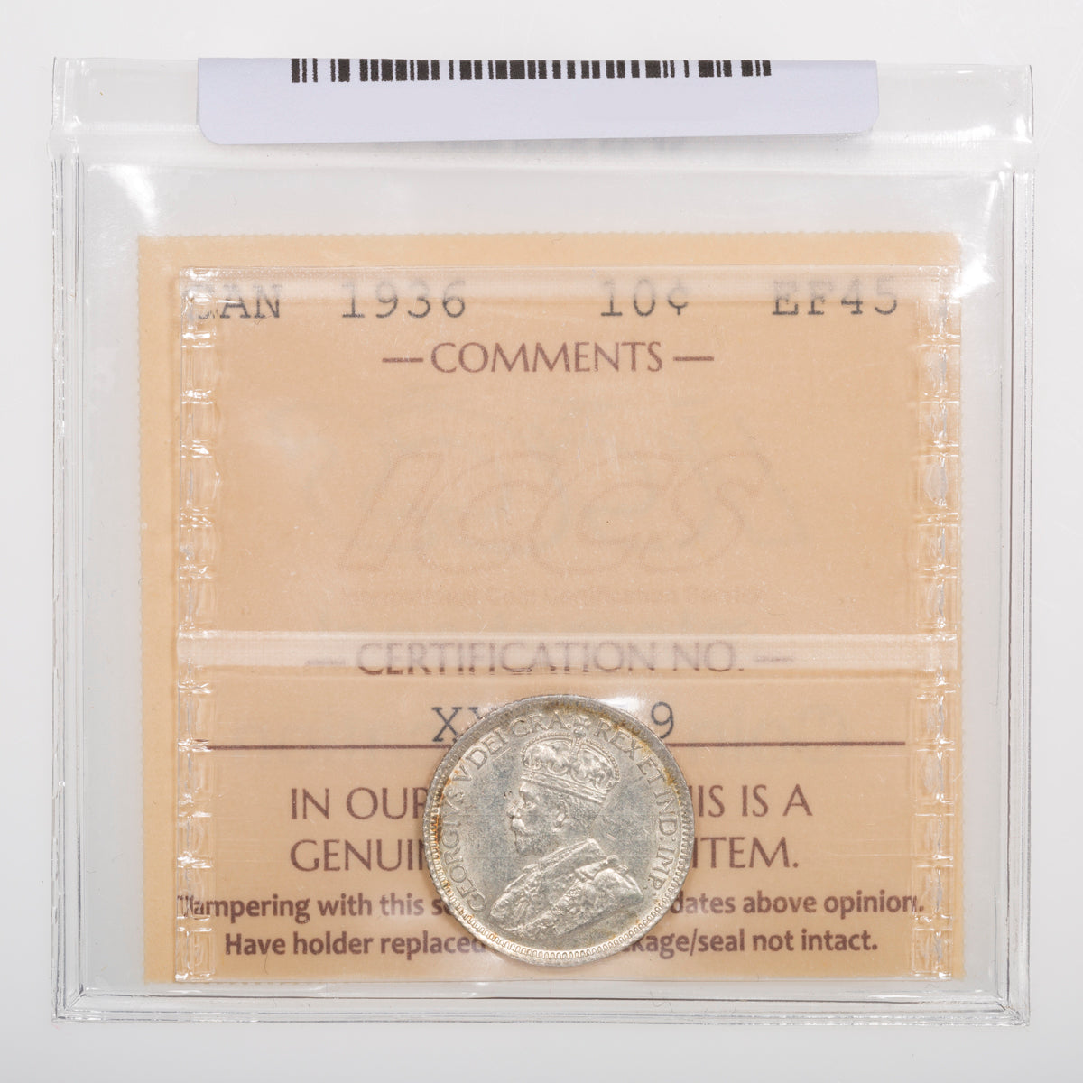 10 Cent 1936 ICCS EF-45