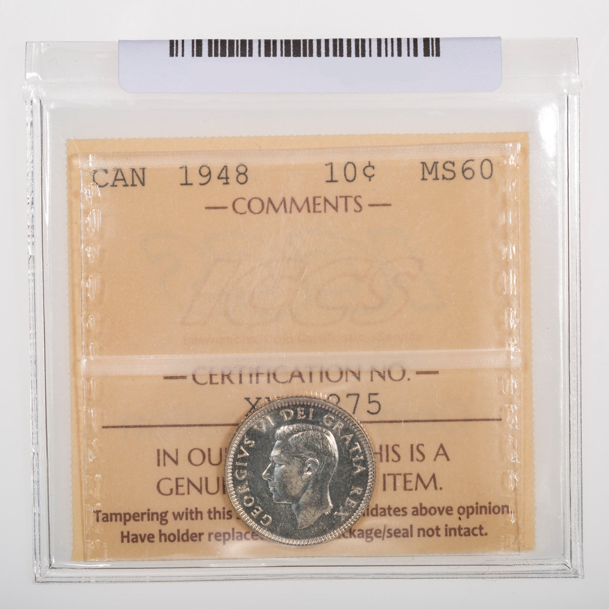 10 Cent 1948 ICCS MS-60