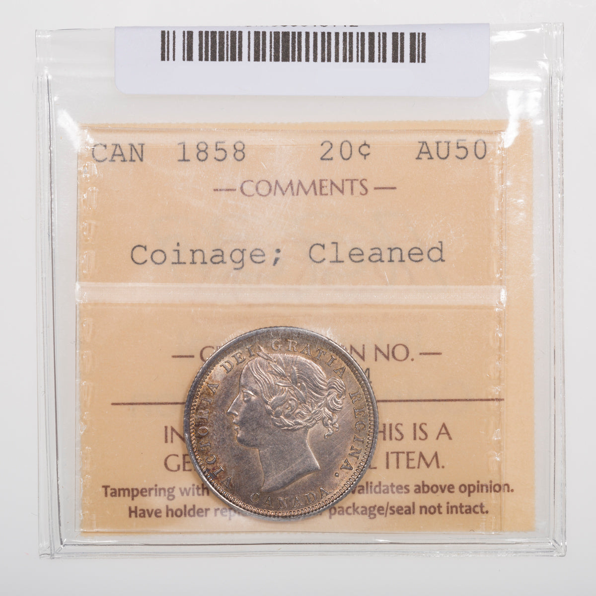 20 Cent 1858 Coinage RE5 ICCS AU-50