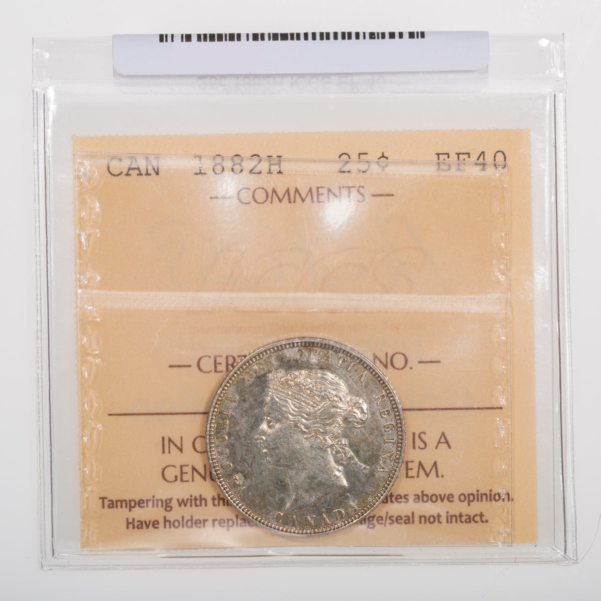 25 Cent 1882H ICCS EF-40
