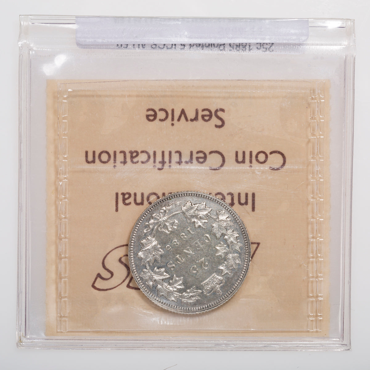 25 Cent 1885 Pointed 5 ICCS AU-50