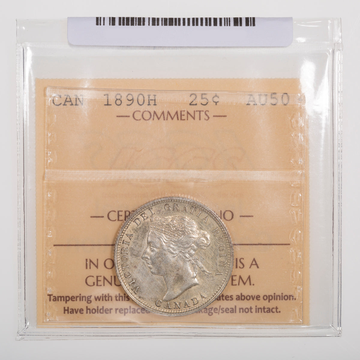 25 Cent 1890H ICCS AU-50