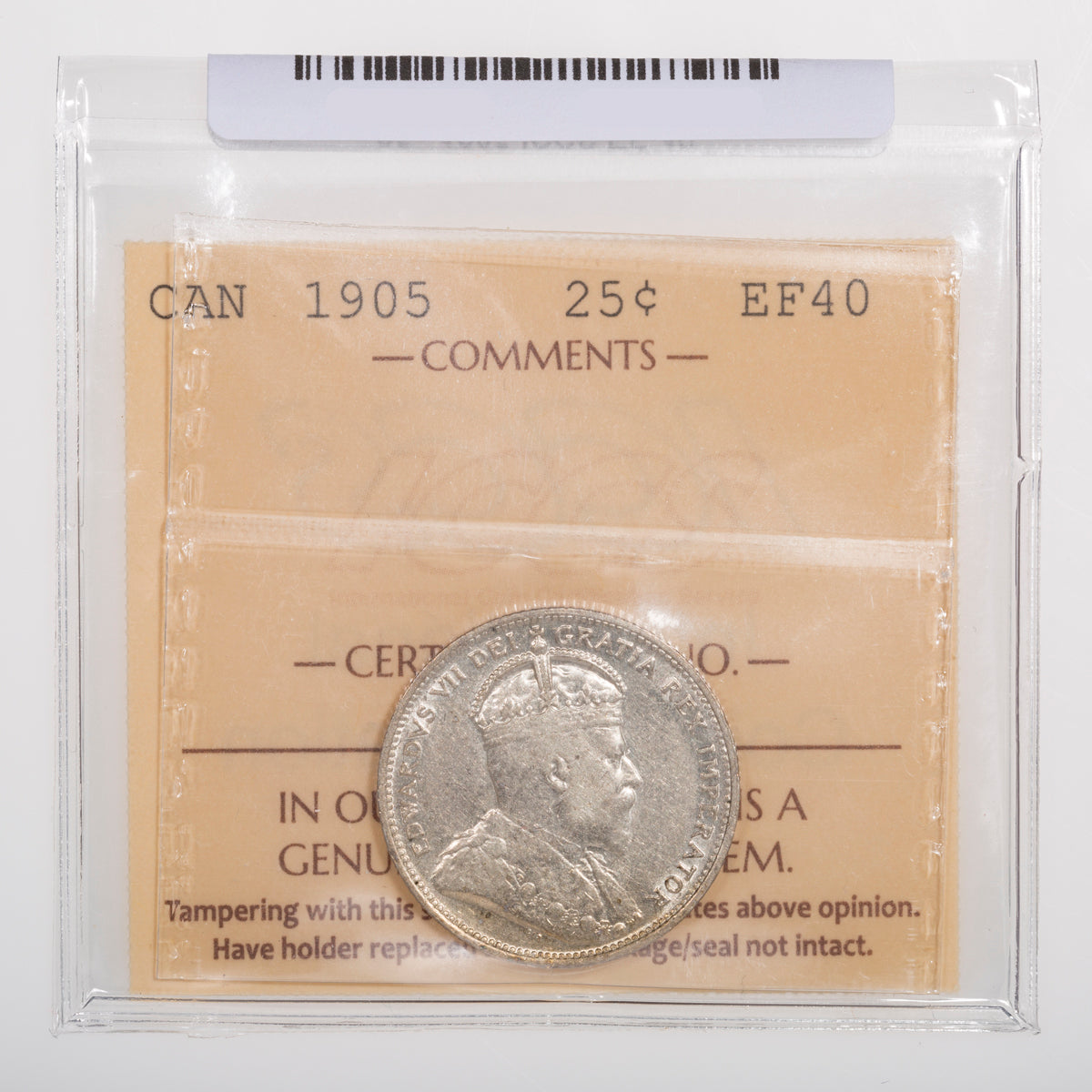 25 Cent 1905 ICCS EF-40