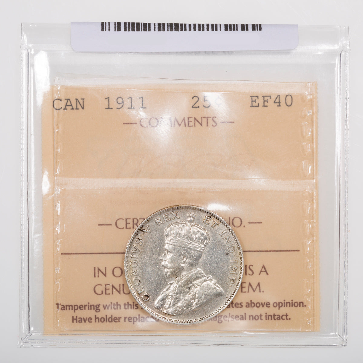 25 Cent 1911 ICCS EF-40