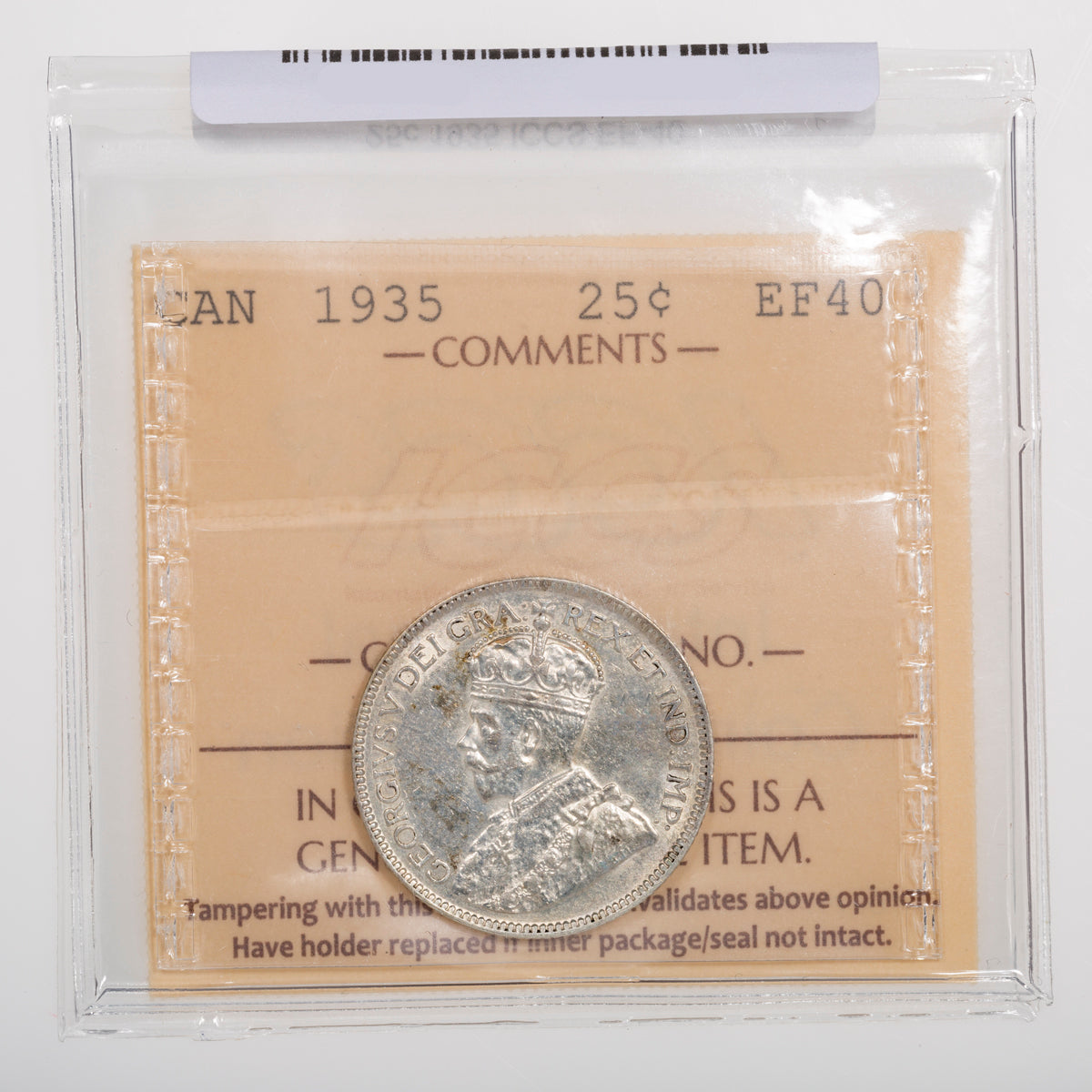 25 Cent 1935 ICCS EF-40