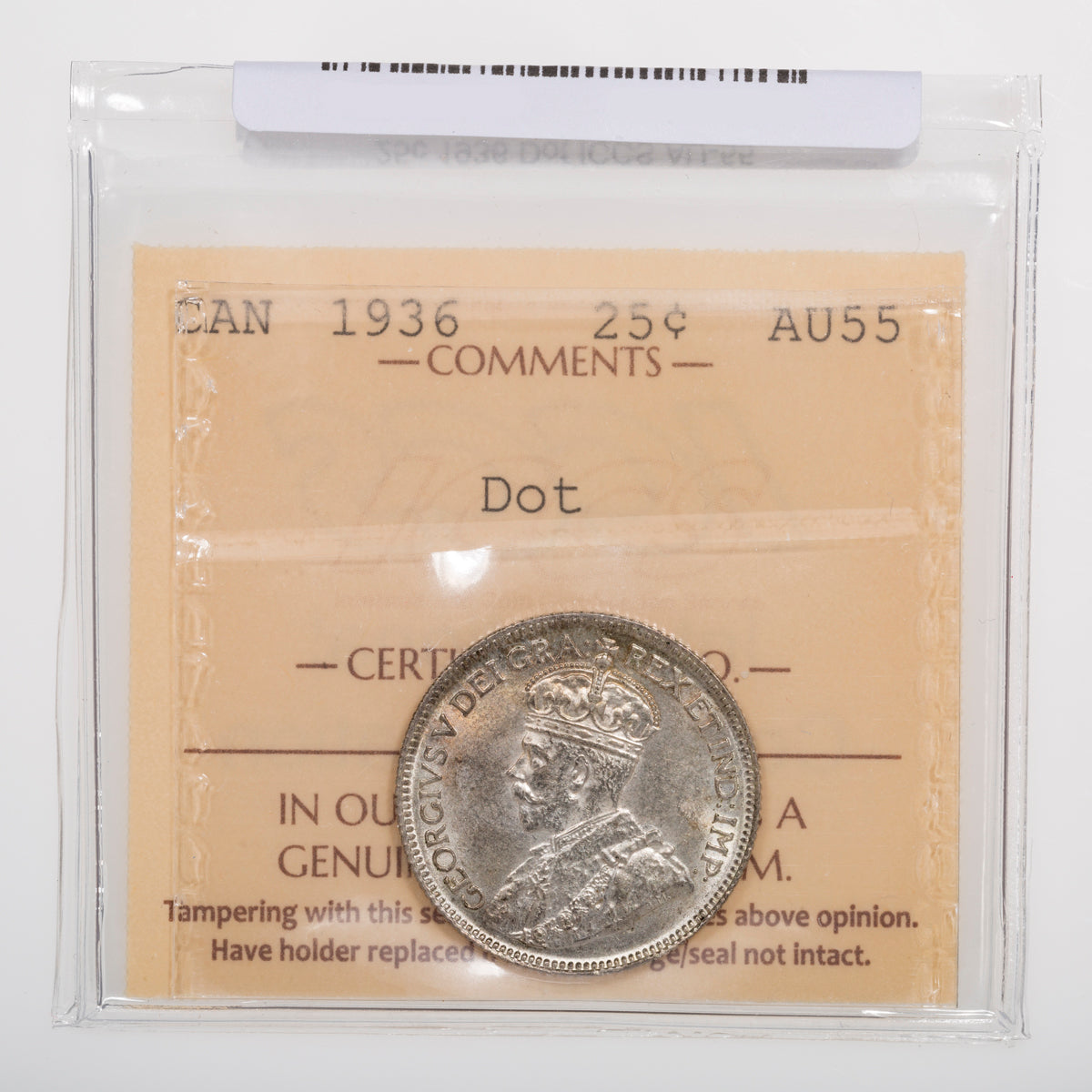 25 Cent 1936 Dot ICCS AU-55