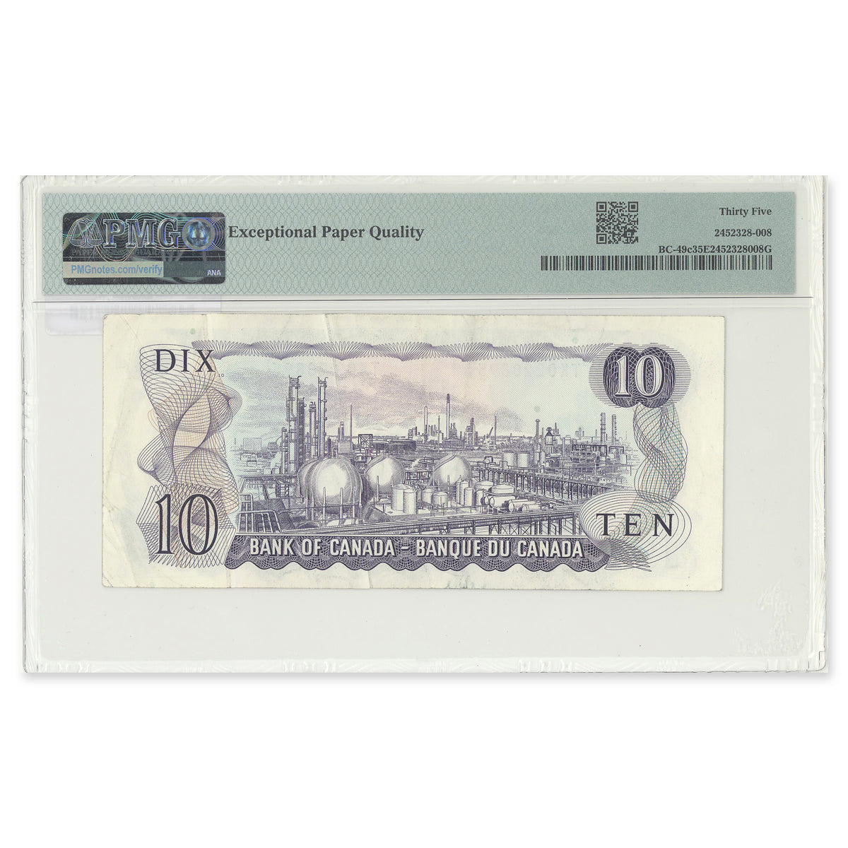 $10 1971 BC-49c-E23-ii Printing Error Lawson-Bouey Prefix TK PMG VF-35 EPQ