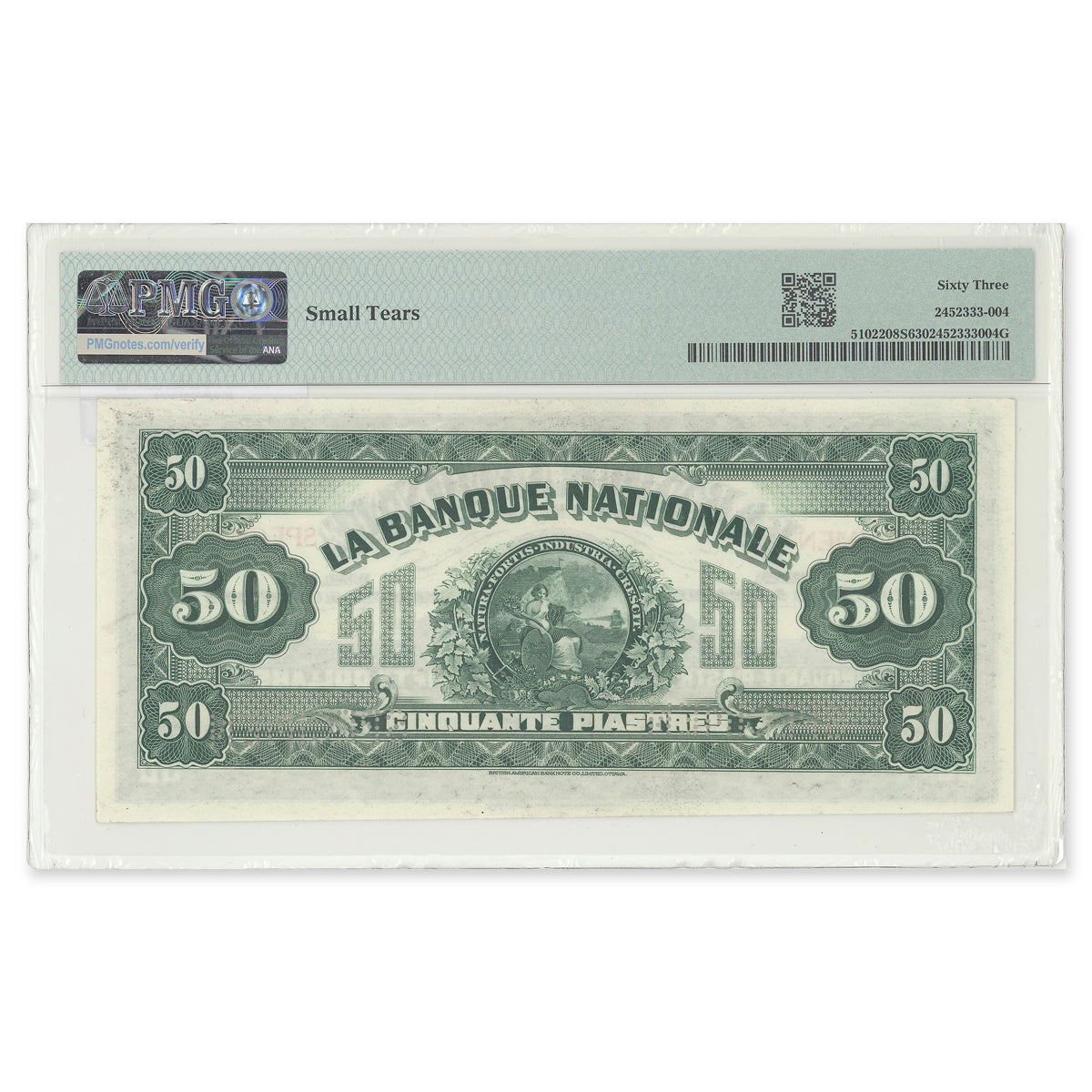 $50 1922 510-22-08S Le Banque Nationale PMG CUNC-63