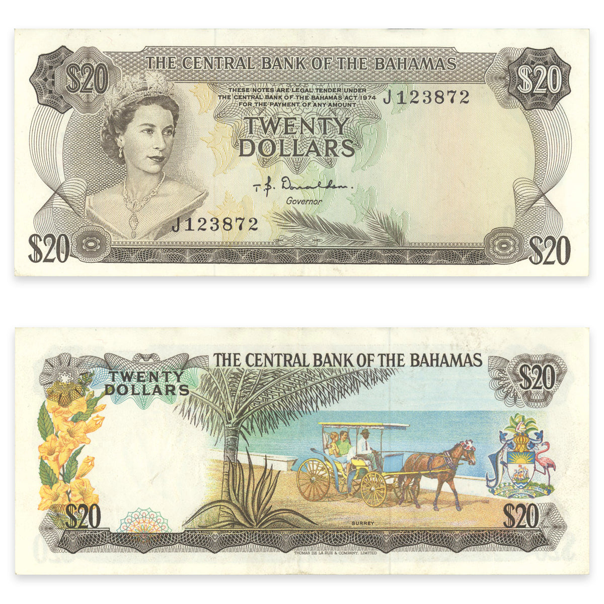 Bahamas 20 Dollars 1974 P# 39a VF-35