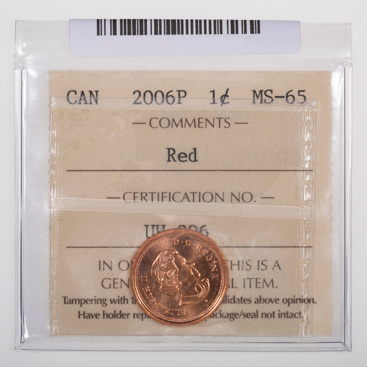1 Cent 2006P ICCS MS-65 Red