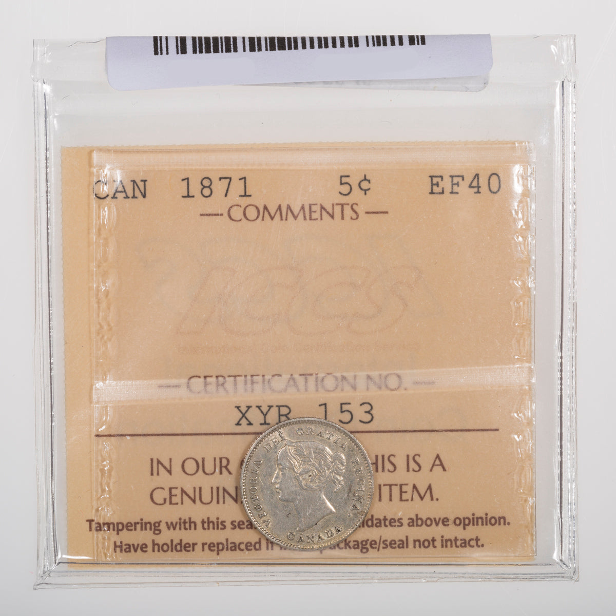 5 Cent 1871 ICCS EF-40