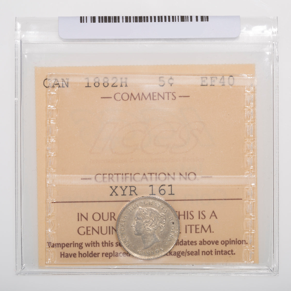 5 Cent 1882H ICCS EF-40