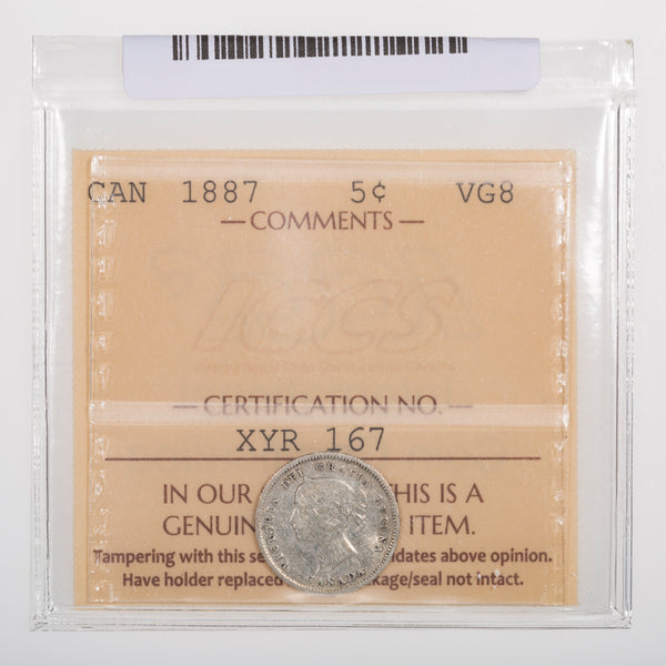 5 Cent 1887 ICCS VG-8