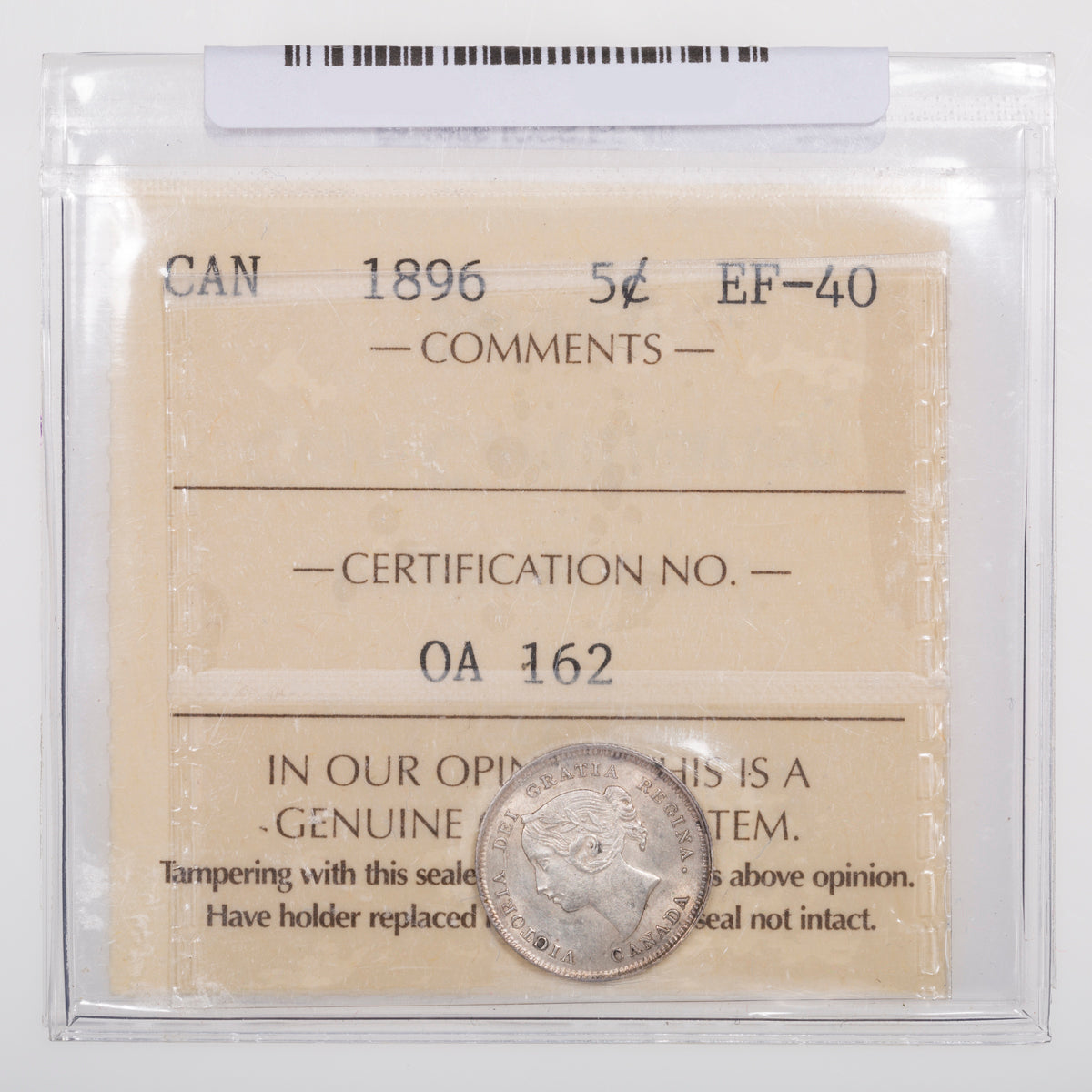 5 Cent 1896 ICCS EF-40