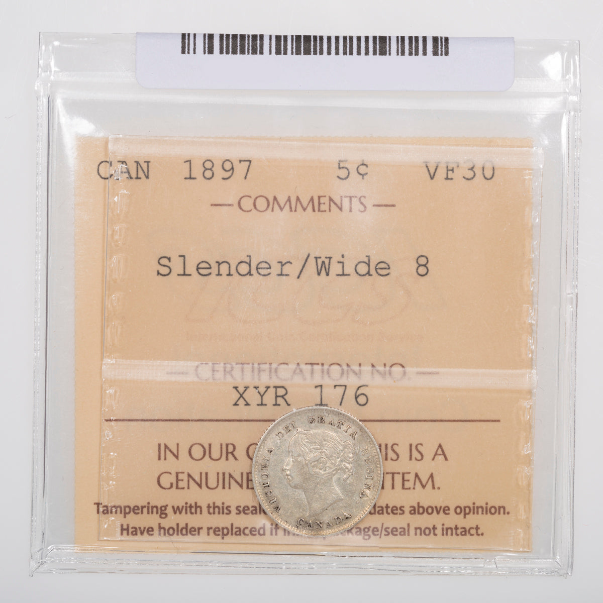 5 Cent 1897 Slender/Wide 8 ICCS VF-30