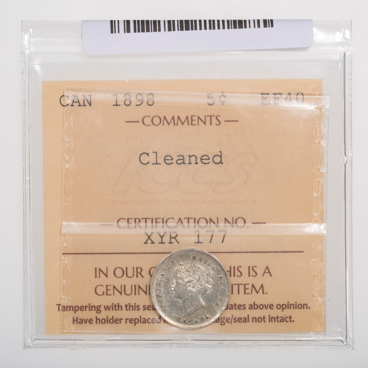 5 Cent 1898 ICCS EF-40