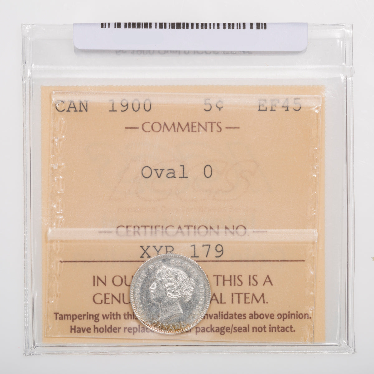 5 Cent 1900 Oval 0 ICCS EF-45