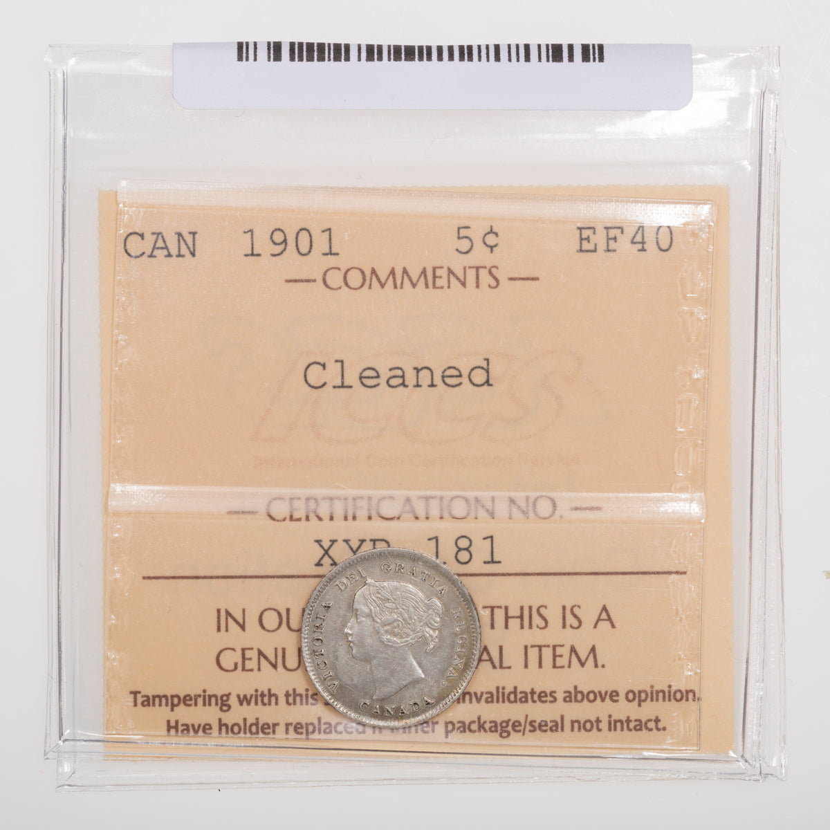 5 Cent 1901 ICCS EF-40