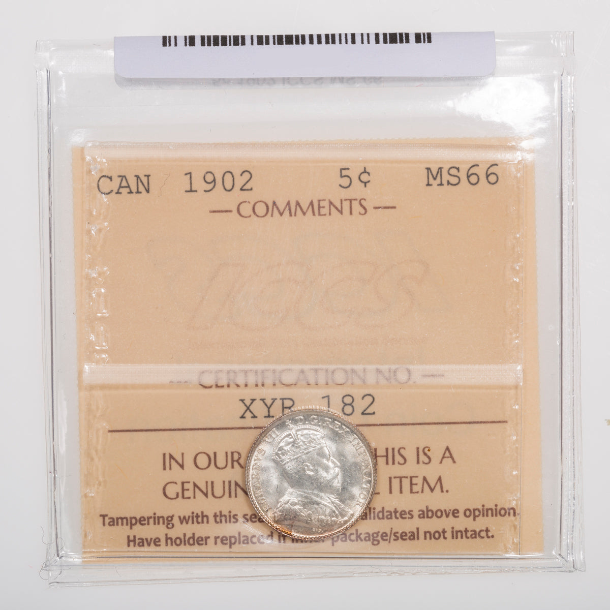 5 Cent 1902 ICCS MS-66