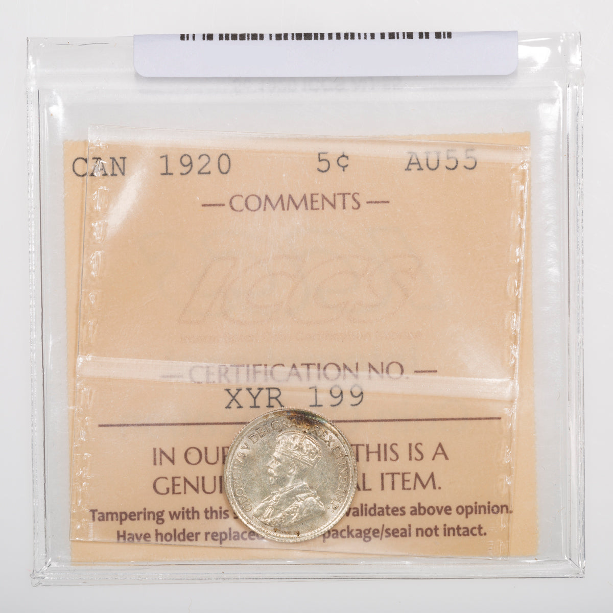 5 Cent 1920 ICCS AU-55