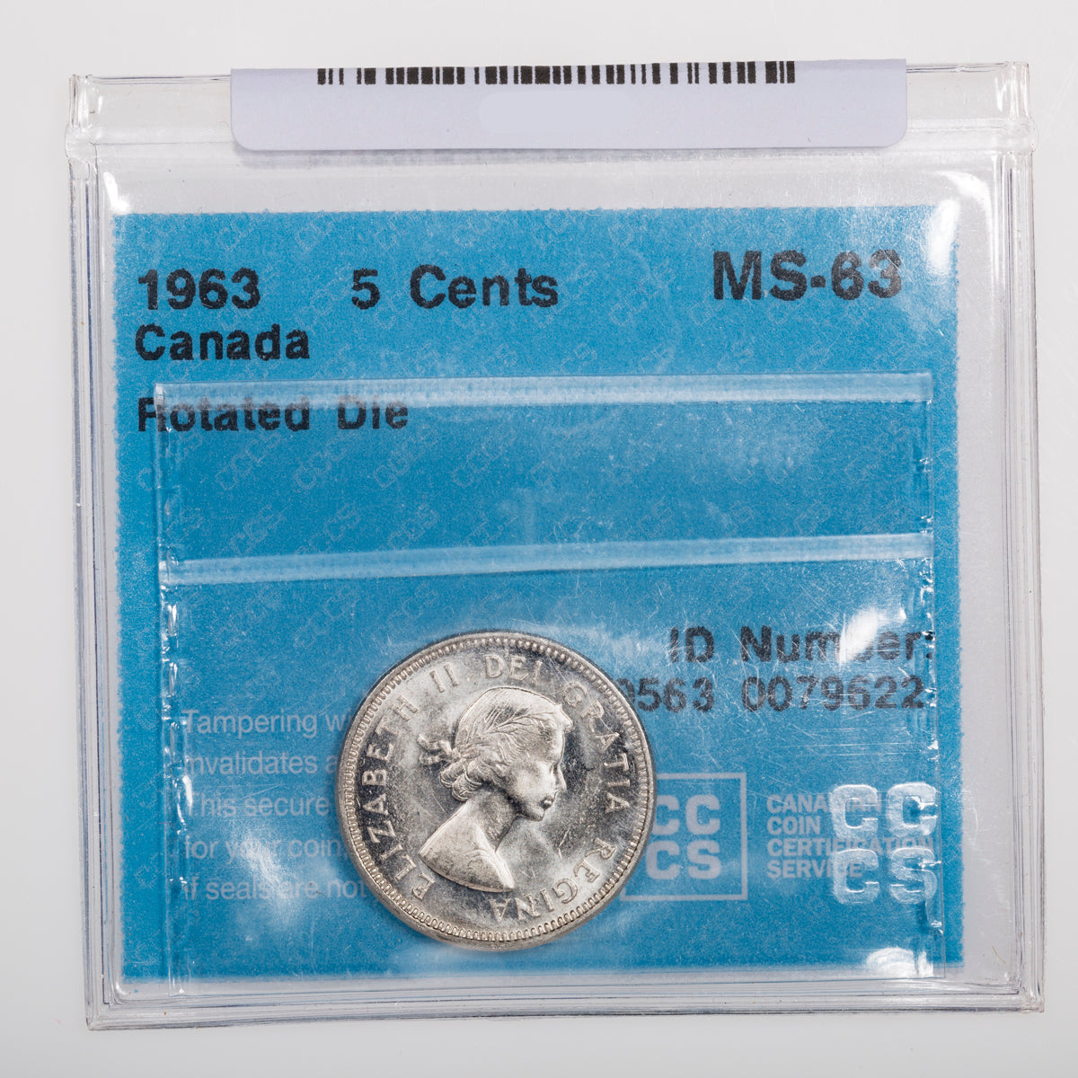 5 Cent 1963 Rotated Die CCCS MS-63