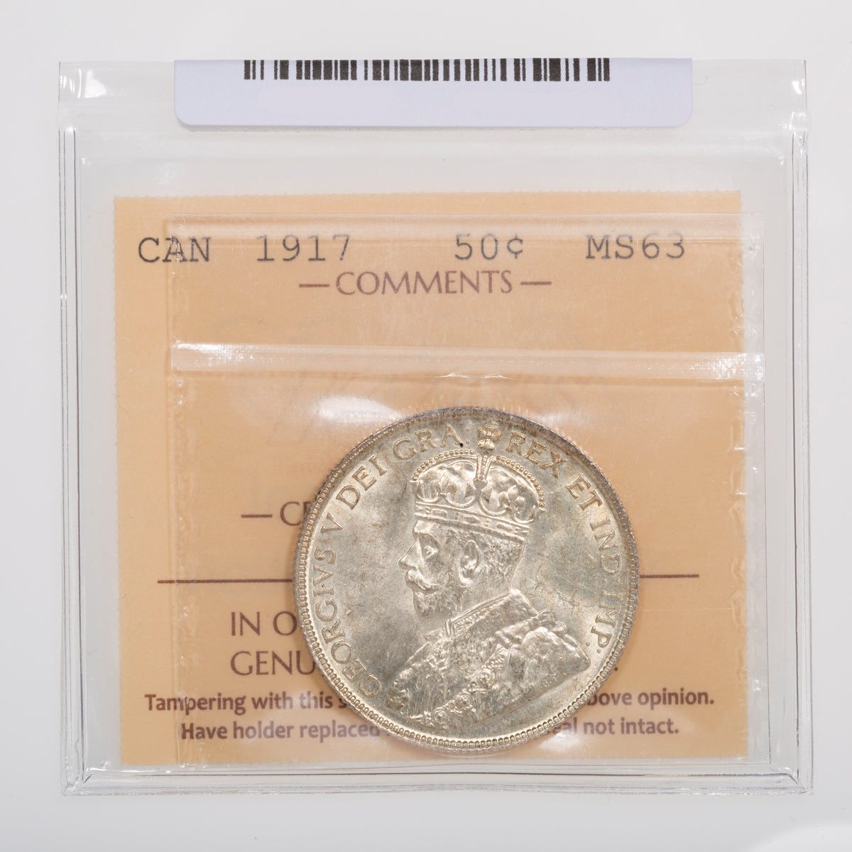 50 Cent 1917 ICCS MS-63