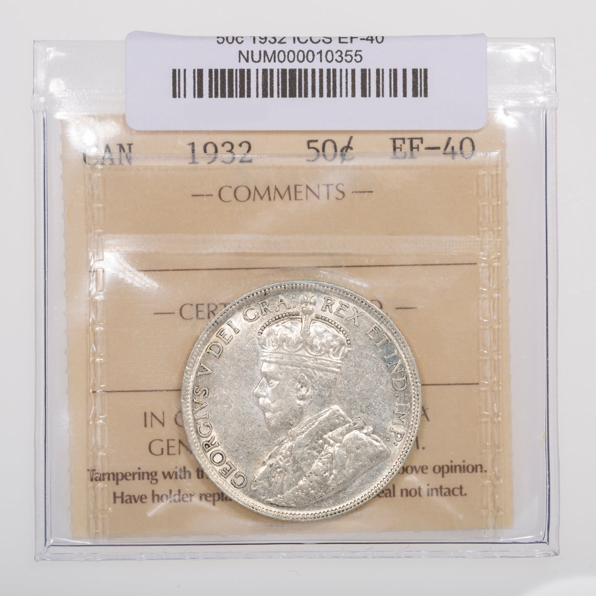 50 Cent 1932 ICCS EF-40