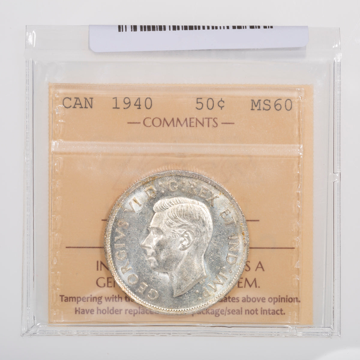 50 Cent 1940 ICCS MS-60