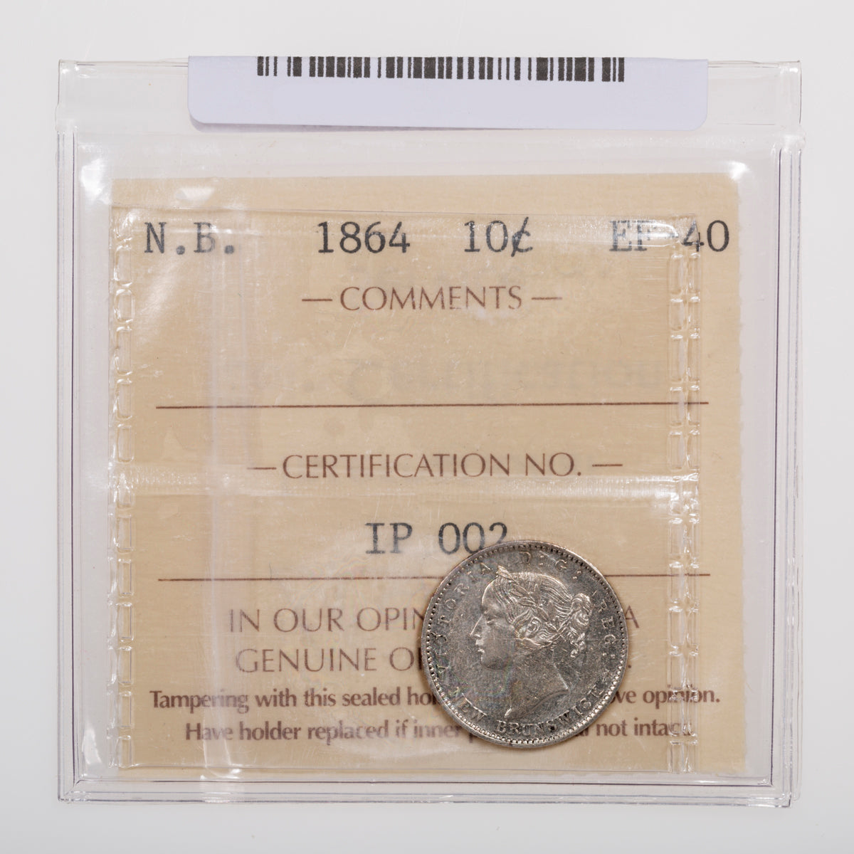 NB 10 Cent 1864 ICCS EF-40