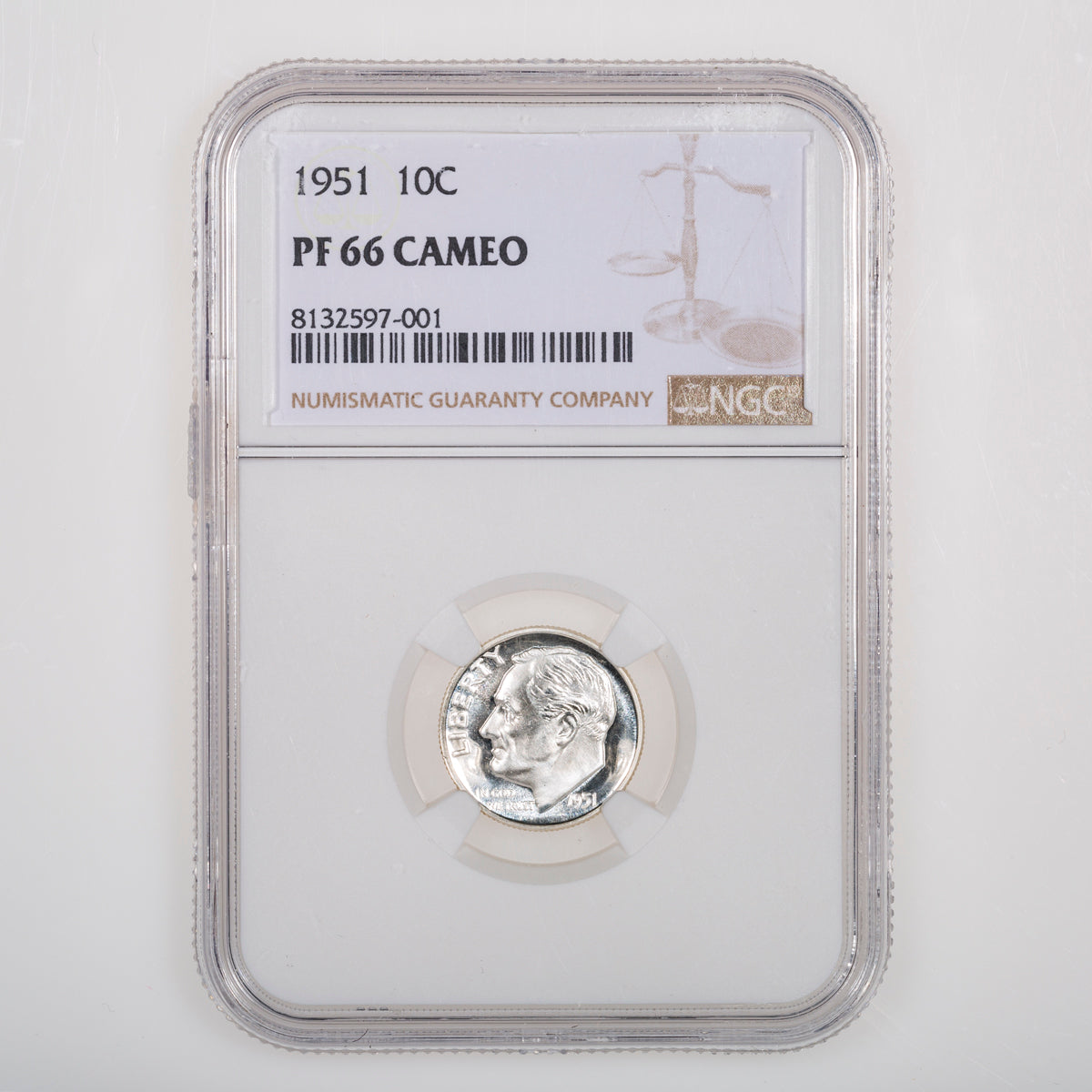 US 10 Cent Roosevelt 1951 NGC PR-66 Cameo