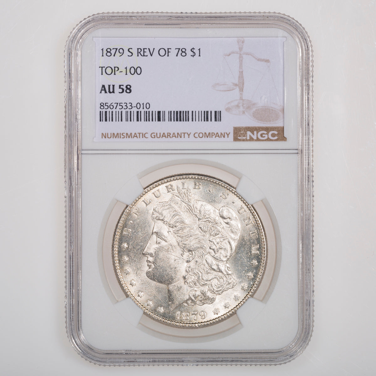 US $1 Morgan 1979S Top 100 VAM 9 Reverse of 1878 NGC AU-58