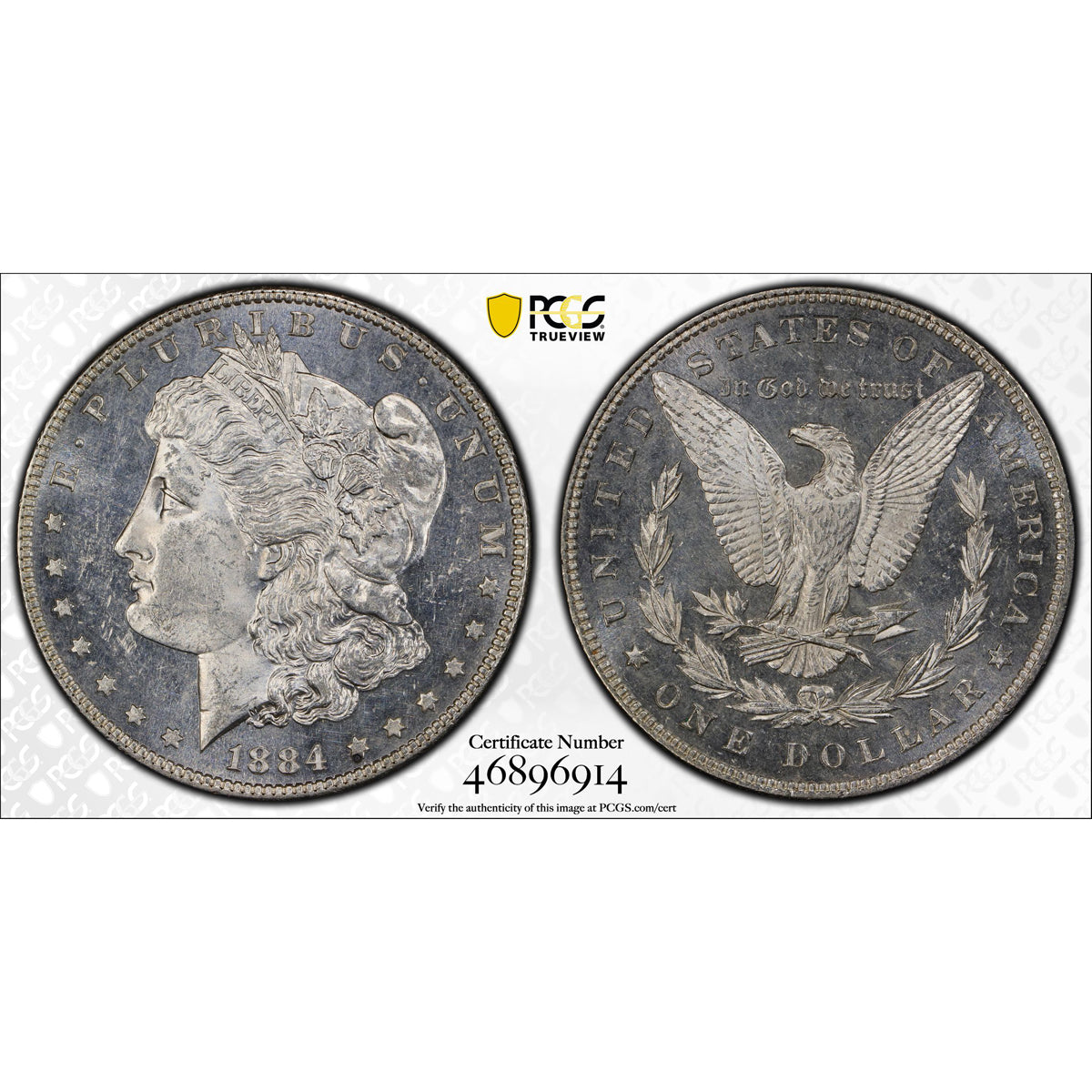 US $1 Morgan 1884 Top 100 VAM 4 Small Dot PCGS MS-62 PL