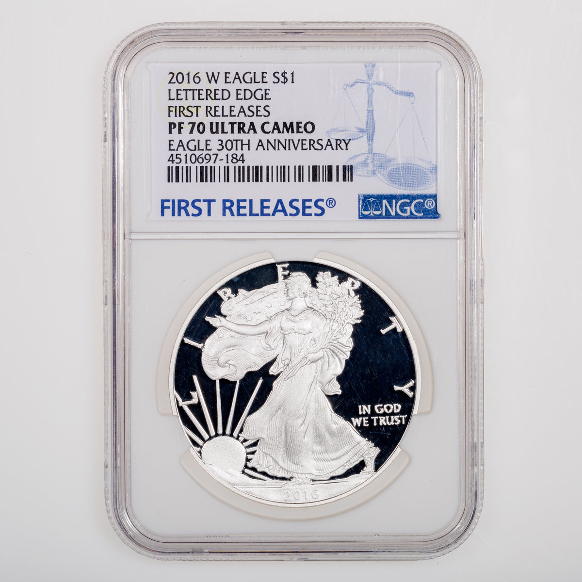 United States 1 oz Silver Eagle 2016W Lettered Edge Eagle 30th Anniversary NGC First Releases PR-70 Ultra Cameo