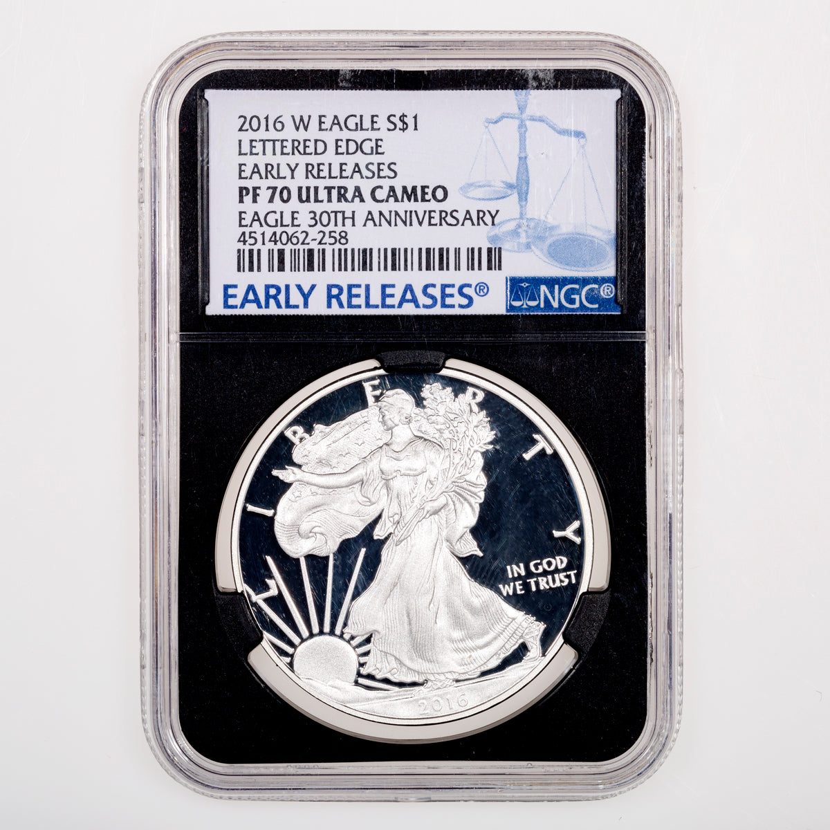 United States 1 oz Silver Eagle 2016W Lettered Edge Eagle 30th Anniversary NGC Early Releases PR-70 Ultra Cameo