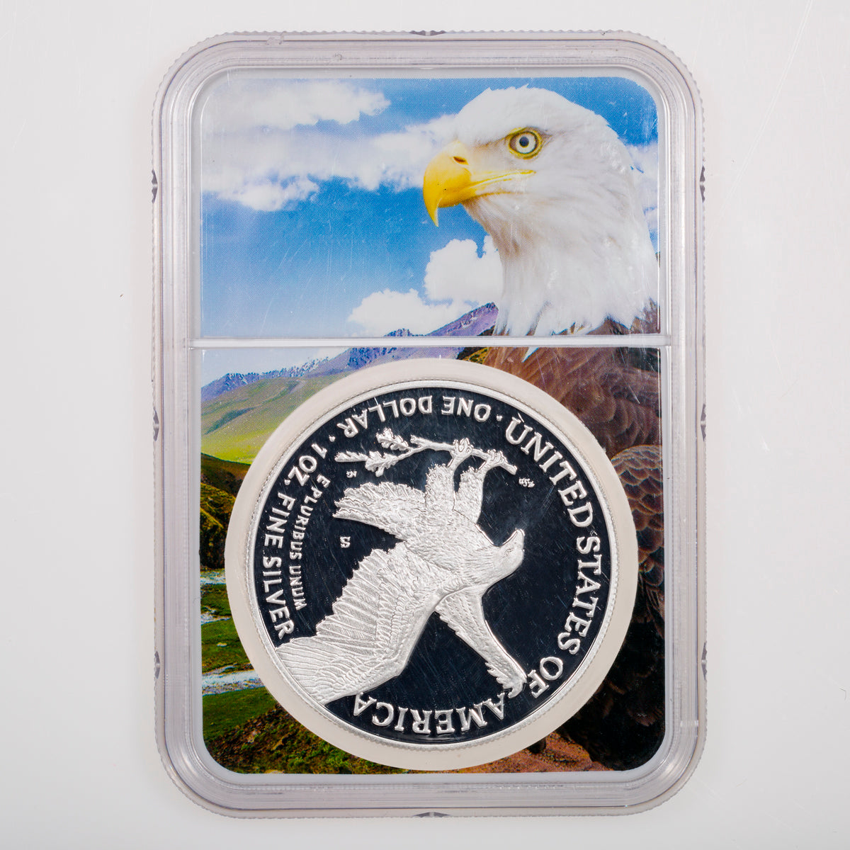 United States 1 oz Silver Eagle 2021S Type 2 Eagle landing NGC First Day of Issue American Eagle Custom Core MS-70 Ultra Cameo