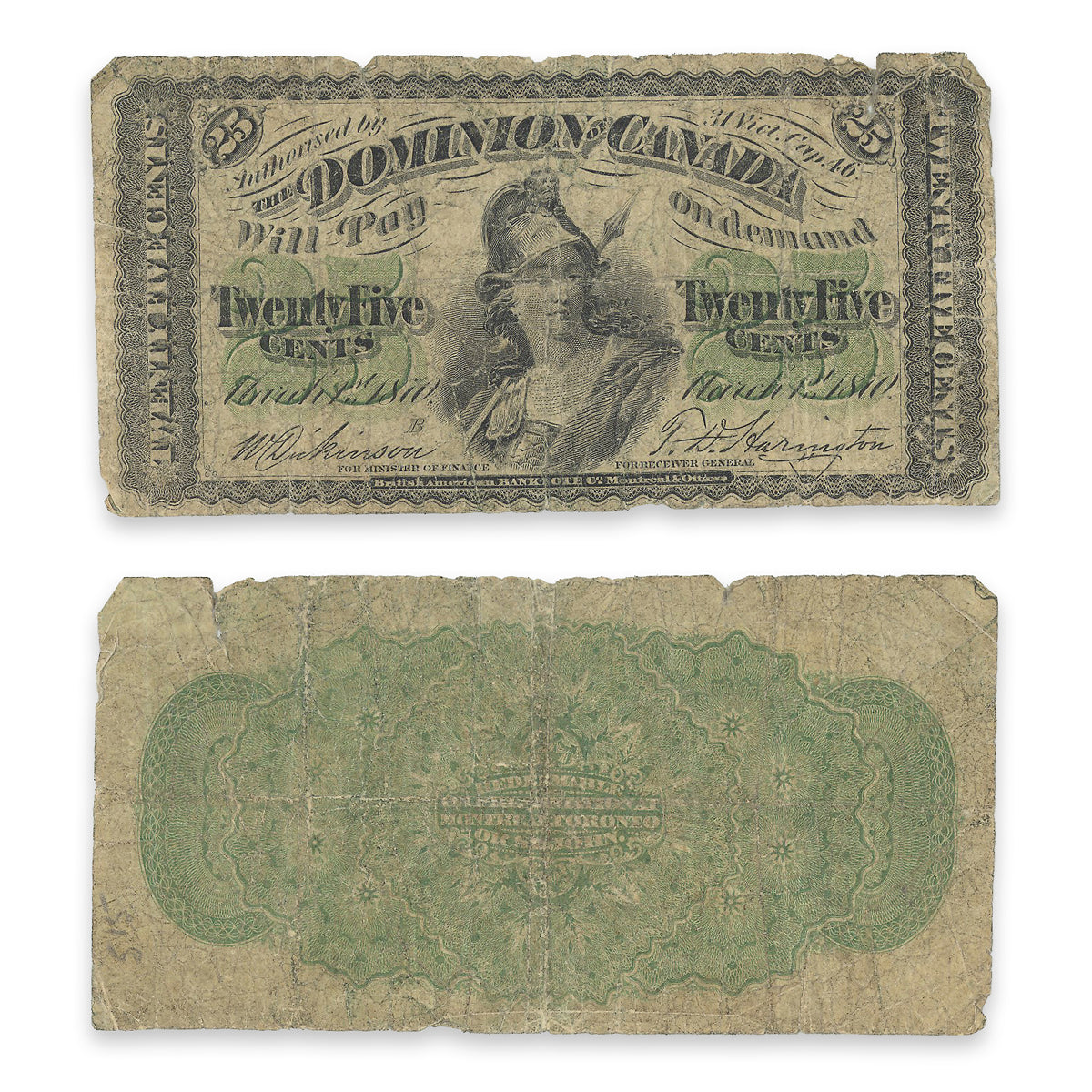 25 Cent 1870 DC-1b-i Dickinson-Harrington G-4