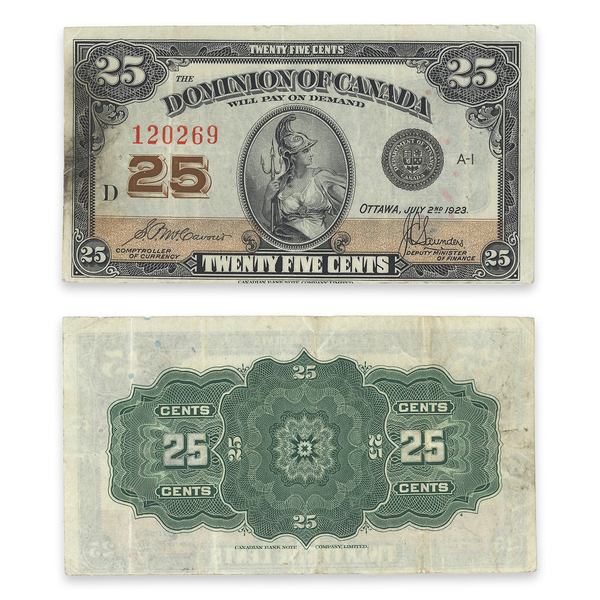 25 Cent 1923 DC-24c McCavour-Saunders EF-40