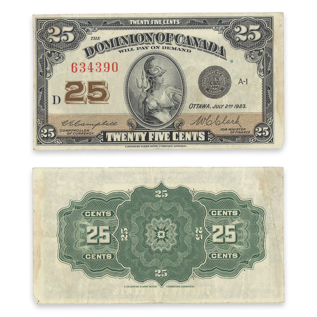 25 Cent 1923 DC-24d Campbell-Clark EF-40