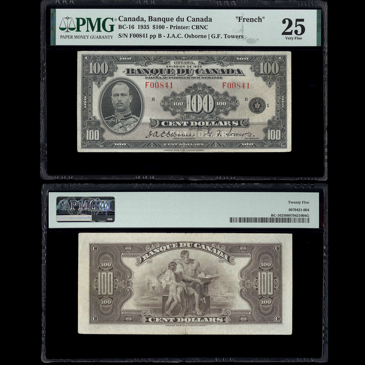 $100 1935 BC-16 Osborne-Towers Osborne-Towers Prefix F Suffix B PMG VF-25