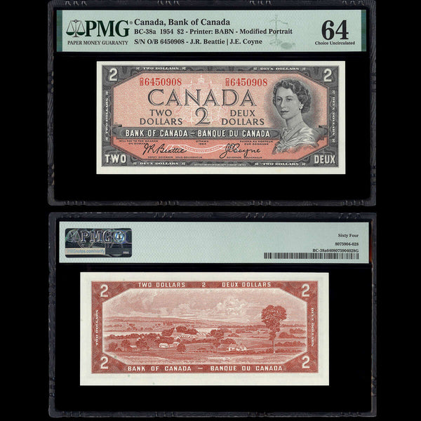 $2 1954 BC-38a Beattie-Coyne Beattie-Coyne Prefix O/B PMG CUNC-64