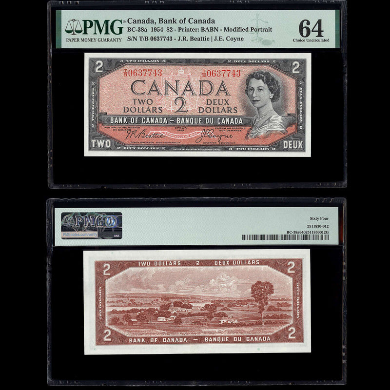$2 1954 BC-38a Beattie-Coyne Beattie-Coyne Prefix T/B PMG CUNC-64