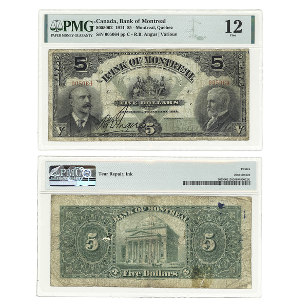$5 1911 Bank of Montreal F-12