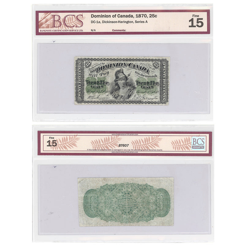 25 cent 1870 W.Dickson-T.D.Harington Series A BCS F-15
