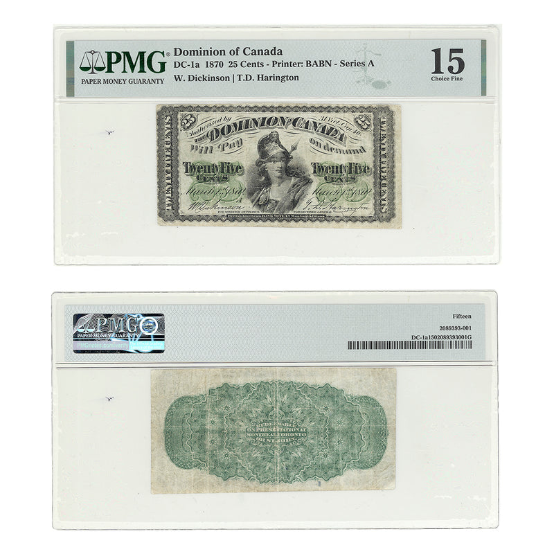 25 cent 1870 W.Dickson-T.D.Harington Series A PMG F-15