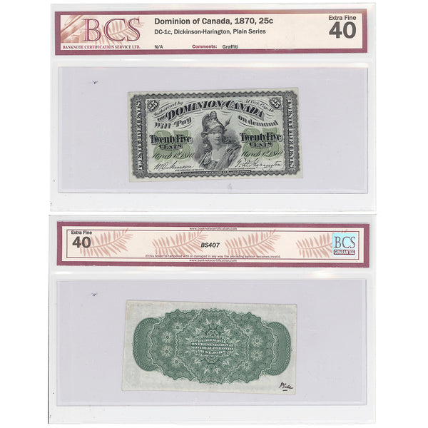 25 cent 1870 W.Dickson-T.D.Harington Series Plain BCS EF-40