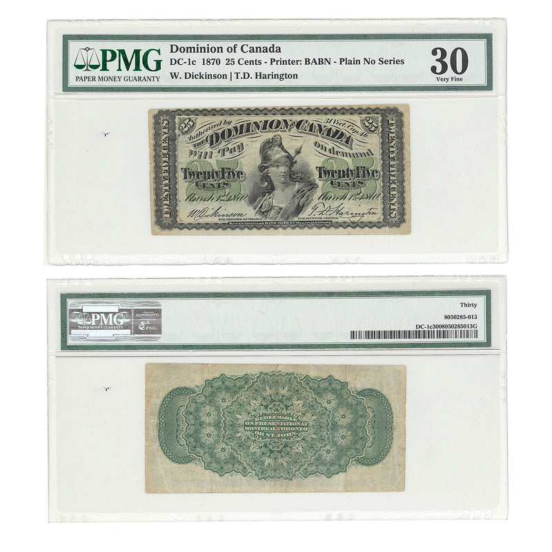 25 cent 1870 W.Dickson-T.D.Harington Series Plain PMG VF-30 Default Title