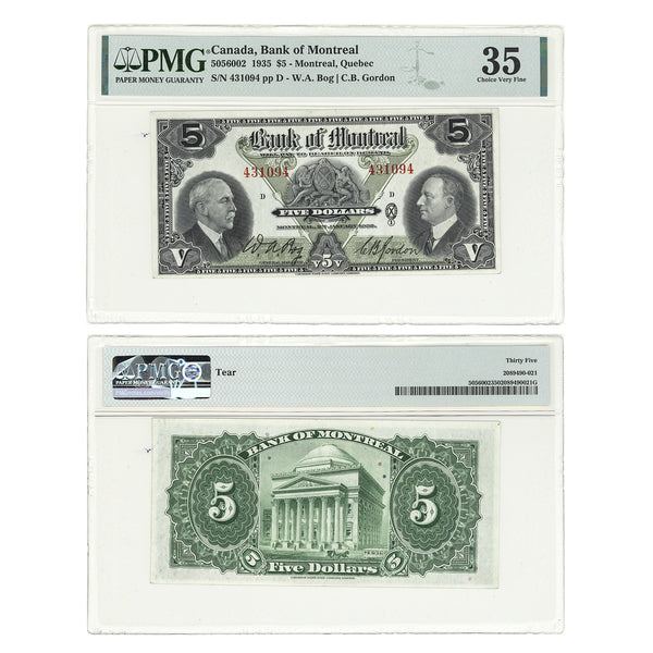 $5 1935 Bank of Montreal VF-35