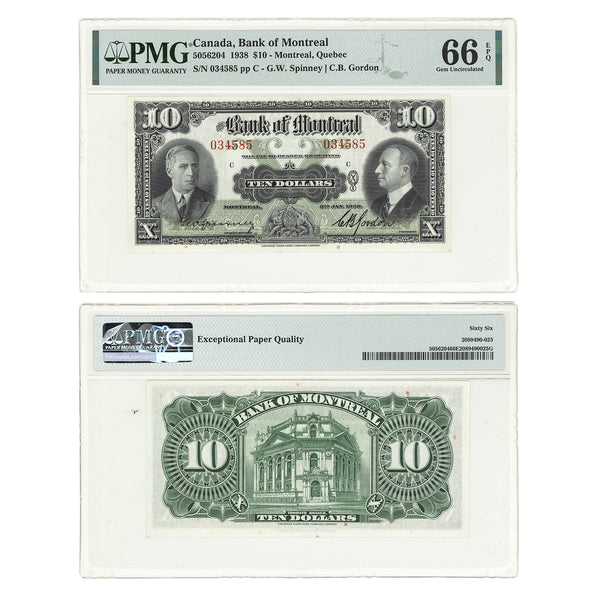 $10 1938 Bank of Montreal GUNC-66