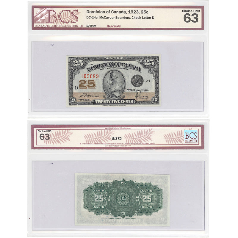 25 cent 1923 Series D BCS CUNC-63 Default Title