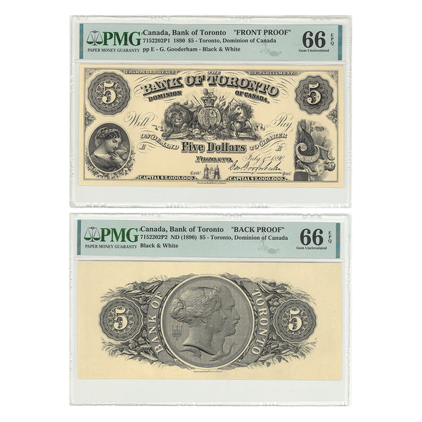 $5 1890 Bank of Toronto Paper Money Set Series E PMG GUNC-66 Default Title